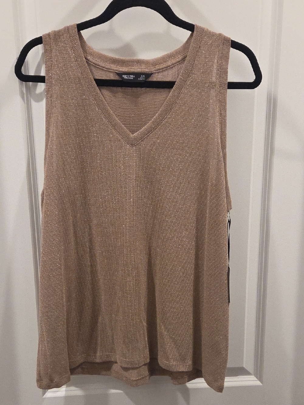 Simply Vera Ver Wang Shimmery Taupe V-Neck Tank